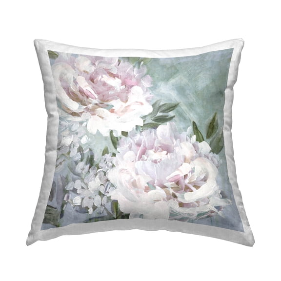 Stupell Industries Pink Peony Flower Blooms Printed Throw Pillow Design by Nina Blue
