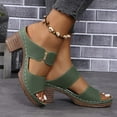 thumbnail image 5 of Summer Slippers for Women Chunky Heel Open Toe Slip-on Peep Toe Slides Women Footwear Causal Summer Dressy Beach Shoes Green 5.5, 5 of 7