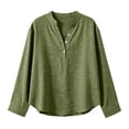 thumbnail image 4 of BODOAO Linen Cotton Blouses for Women Lightweight Plain Blouses Tunic Tops Henley Neck Plus Size Travel Top Casual Top Summer Skin-Friendly Tops Loose Fit Gauze Tops Basic Tees Blackish Green 3Xl, 4 of 7