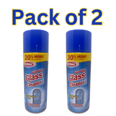 PowerHouse Foaming Glass Cleaner, 12 oz – Streak-Free Shine, Tough on Spots and Stains, 20% More Than Standard 10 oz Pack of 2