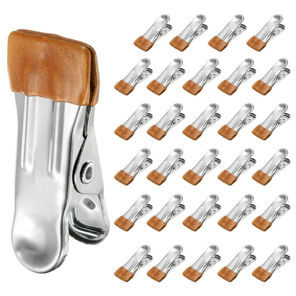 Paquete de 30 pinzas para ropa, clips de acero inoxidable de 2.17" con goma para colgar calcetines, toallas (dorado)
