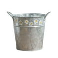 thumbnail image 1 of Retro Wrought Iron Hanging Flower Bucket - Iron, Silver, Embossed Flower Patterns, For Dried/Fresh Flowers/Potted Plants, 1X Bucket, 1 of 3