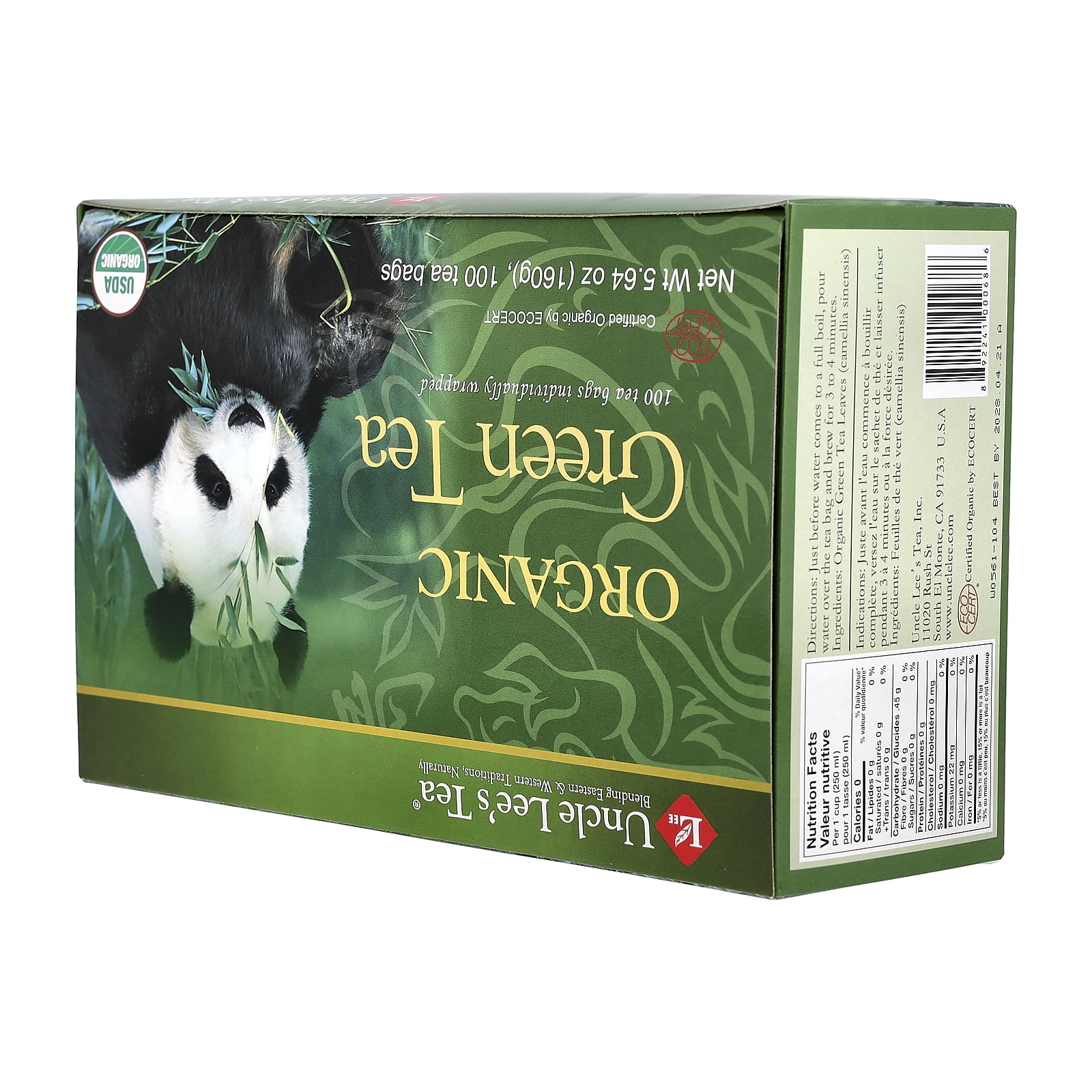 (2 pack) Uncle Lee's Organic Green Tea Bags - USDA Certified