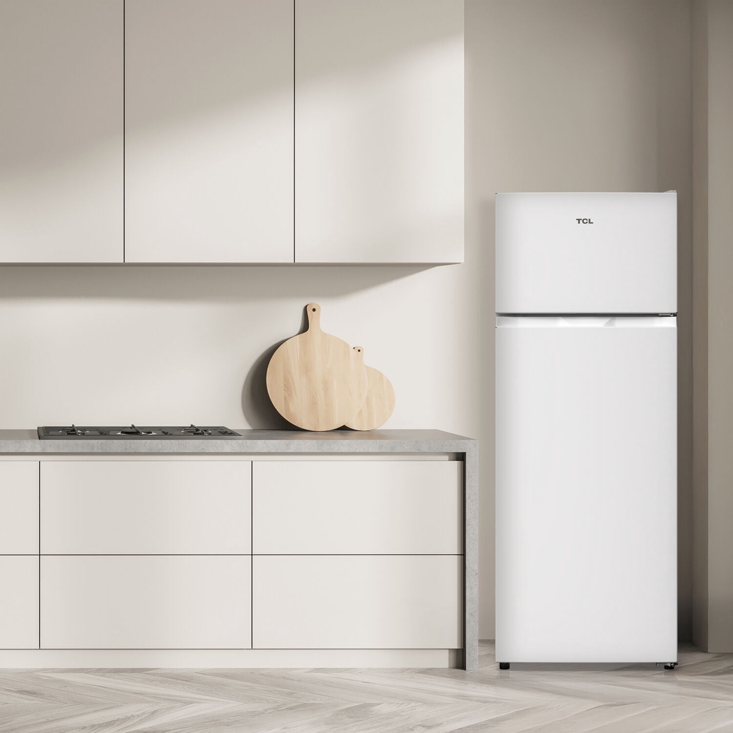 TCL White Double Door Refrigerator with Freezer for Home, Kitchen