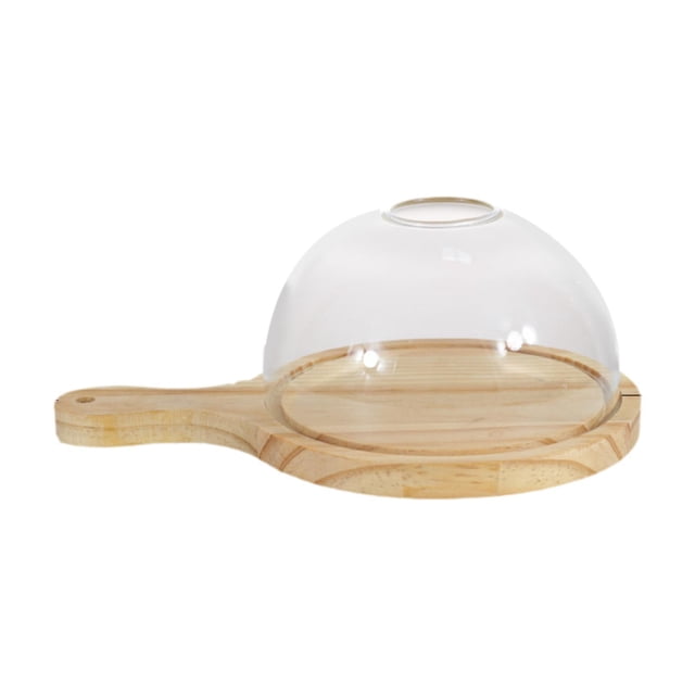 Tapa para infusor de humo, recipiente de vidrio para ahumador, para bebidas y comida, con bandeja de madera. Diámetro 20cm