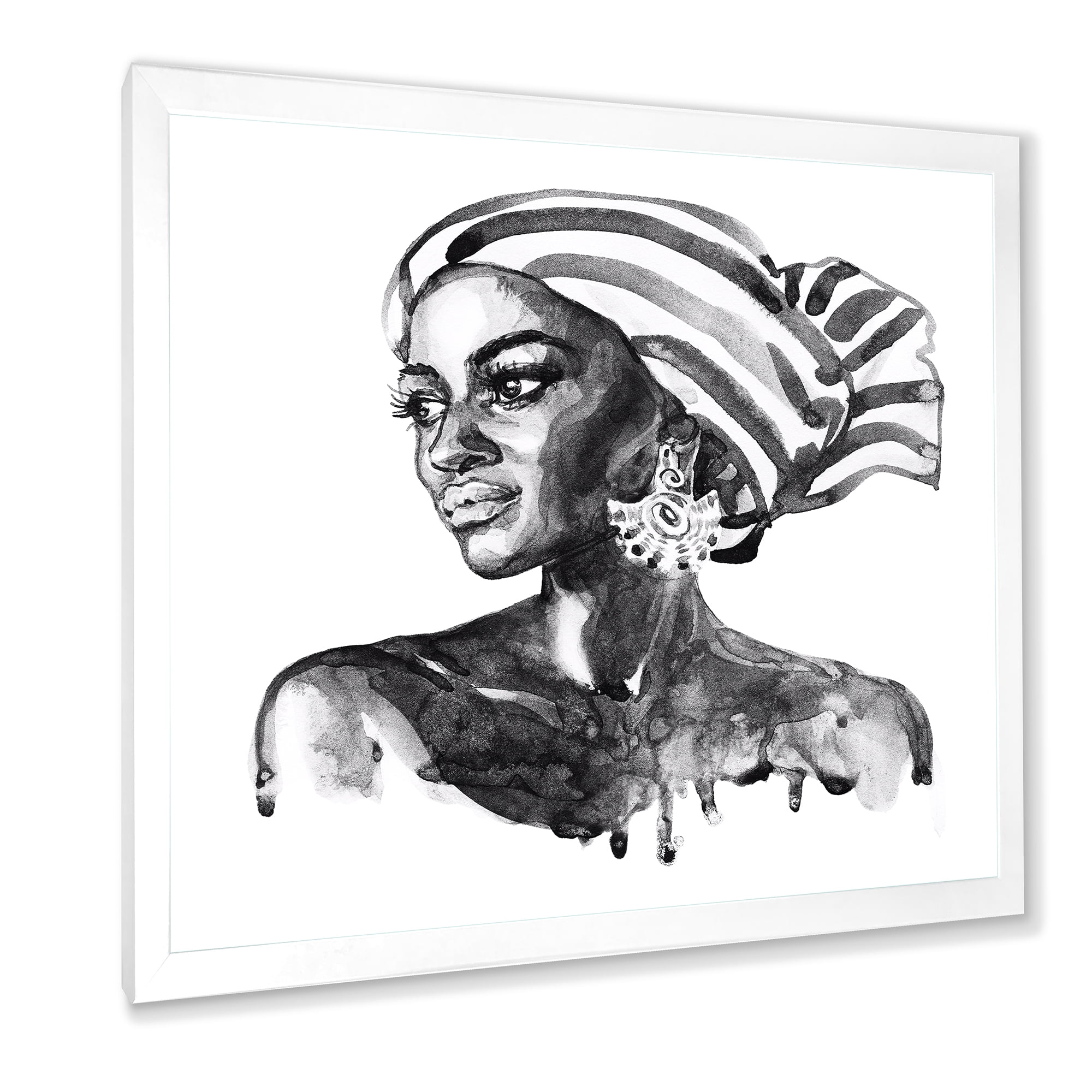 Designart 'Portrait of Afro American Woman XII' Modern Framed Art Print