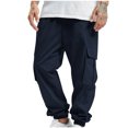 thumbnail image 3 of Fashion Plus Size Casual Pants for Mens Big and Tall Solid Casual Elastic Waist With Pocket Trousers Sport Pants Save to 65% off!, 3 of 6
