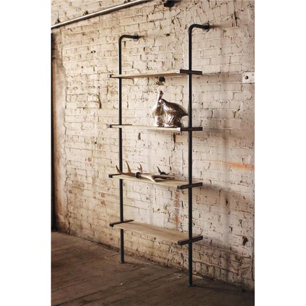 Kalalou CQ6286 36 x 84 in. Tall Wood & Metal Wall Shelving Unit