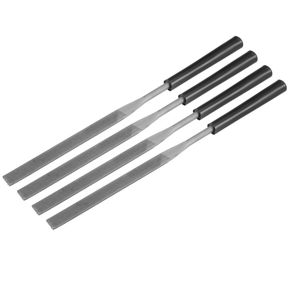 4Pcs Second Cut Steel Flat Needle File with Plastic Handle, 4mm x 160mm
