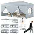 thumbnail image 1 of Gymax 10 X 20 FT Pop up Canopy Tent w/ 6 Sidewalls Wheeled Bag 6 Sandbags 10 Stakes Gray, 1 of 10