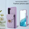 thumbnail image 3 of SaniMore for Samsung Galaxy S23 Plus PU Leather Case, Multi-Functional Metal Snap Wallet Cover with Card Slot & Kickstand Shoulder Strap Full Body Protective Shell for Samsung S23 Plus, Purple, 3 of 10