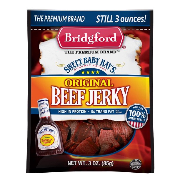 Bridgford Sweet Baby Rays Original Beef Jerky, High Protein, Zero Trans
