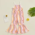 thumbnail image 2 of Bagilaanoe Newborn Baby Girl Summer Jumpsuit Sleeveless Striped Print Romper  Overalls 6M 12M 18M 24M 3T 4T Kids Flare Pants Summer Clothes, 2 of 6