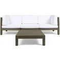 thumbnail image 1 of Noble House Brava Outdoor Modular Sofa and Coffee Table Set Cushions Gray/White, 1 of 9