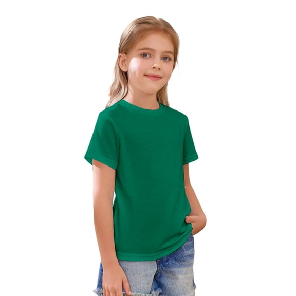UACY Toddler Solid Color Short Sleeve T-Shirts for Boys Girls Basic Tee Tops Baby Cotton Crewneck Tee Shirt Summer Clothes (Green, 12-13 Years)