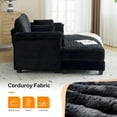 thumbnail image 4 of Zimtown Convertible Sleeper Sofa Bed, Upholstered Corduroy Couch Loveseat, Folding Lounge Chair with Pillow for Living Room, Black, 4 of 9