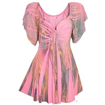 empire plus funfash blouse waist peacock shirt pink clothing slimming sleeves short opens dialog displays option button additional zoom