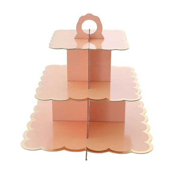 Leodye 1PCS 3 Tier Cardboard Cupcake Holder Dessert Display Tower for Birthday Wedding Holiday Party Tabletop Decor -11.41*11.22in