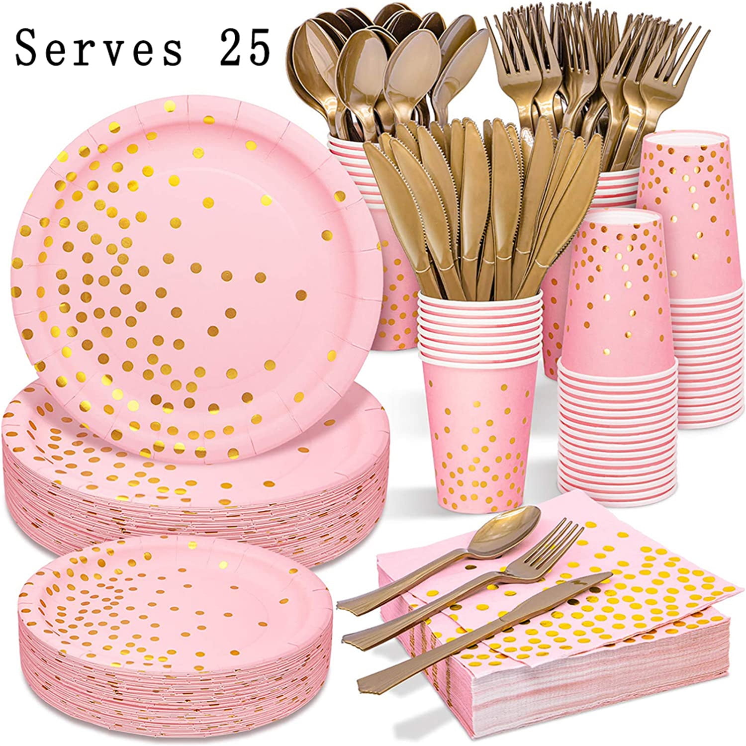 JSLEAP Disposable Tableware Set Dinner Plate, Cups, Paper Towel, Knife