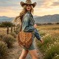 thumbnail image 6 of VeFlora Women's Western Fringe Crossbody Bag, Buckle Shoulder Purse, Adjustable Strap Hobo Bag for Casual Commuting & Daily Use(One Size/Brown), 6 of 7