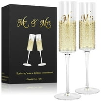 Set of 2 Champagne Flutes - Mr & Mrs - Engagement Gifts, Wedding Gifts for Couples - 210ml, Elegant Glasses for Champagne, Prosecco, Christmas, Birthday (MR & MRS) Description Our exquisite set of 2