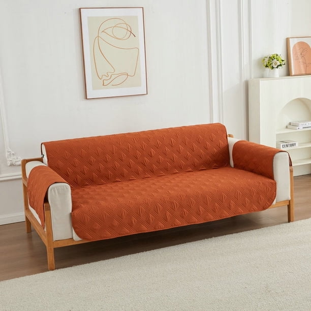 Xiao Hua Funda de sofá, cojín de sofá naranja, funda de sillón antideslizante integrada, funda de sofá de sala de estar, funda protectora de sofá de muebles fácil de lavar, 21,65 * 78,74 pulgadas