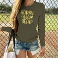 thumbnail image 1 of T-shirt Imprimé Bonne Année pour Femmes Manches Longues Blouse Décontractée, 1 of 1