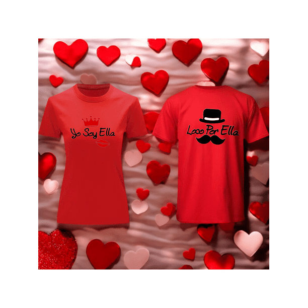 Playera Duo Parejas Loco Por Ella 14 De Febrero San Valentin Color Rojo Talla Mediana Marca Emil SaEs