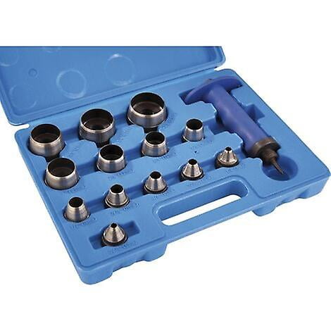 Box of 14 pieces of interchangeable belt punches, leather punches, punches