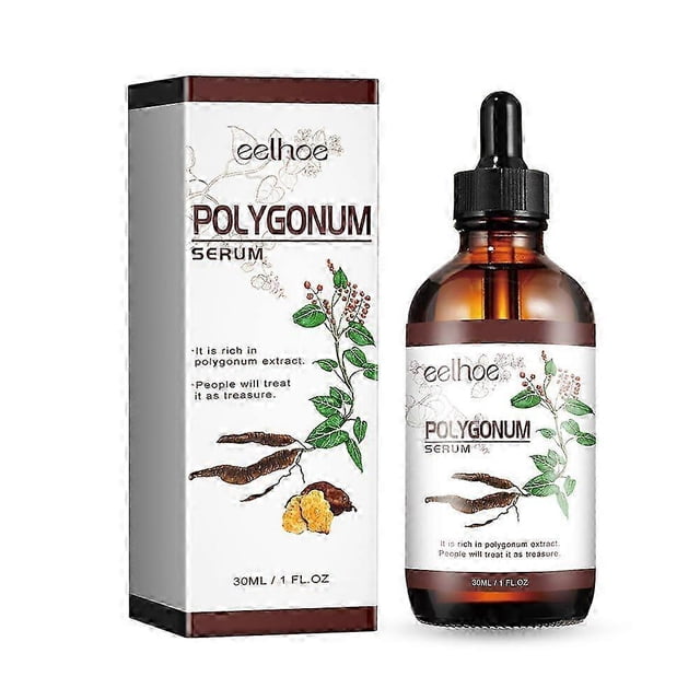 2x Aceite anticaída de Polygonum Multiflorum para cubrir canas y teñir el cabello negro, aceite para el crecimiento del cabello, reparador para el cabello dañado y cuidado de las raíces