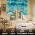 thumbnail image 5 of Swag Curtains Valances for Windows, Turquoise Coastal Beach Short Kitchen Window Curtains Over Sink, Abstract Teal Oceans Waves Cafe Curtains Panel Set Of 2,Rod Pocket, 63 Inches Length, 5 of 8