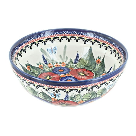 

Blue Rose Polish Pottery Floral Butterfly Cereal/Soup Bowl