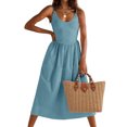thumbnail image 2 of Summer Women's Spaghetti Strap Dress Backless Casual A-Line Suspender Dress with Pockets, 2 of 6