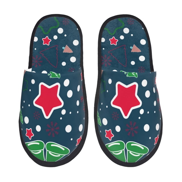 Fotbe Christmas Pantuflas Peludas para Mujer con Estampado, Zapatillas de Peluche, Zapatos de Invierno para Casa, Uso Interior y Exterior-Medium
