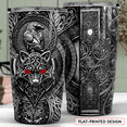 thumbnail image 4 of SANDJEST Wolf Tumbler Raven Viking 20oz Tumblers with Lid Gift for Men Dad Son Father Husband Christmas Birthday, 4 of 5