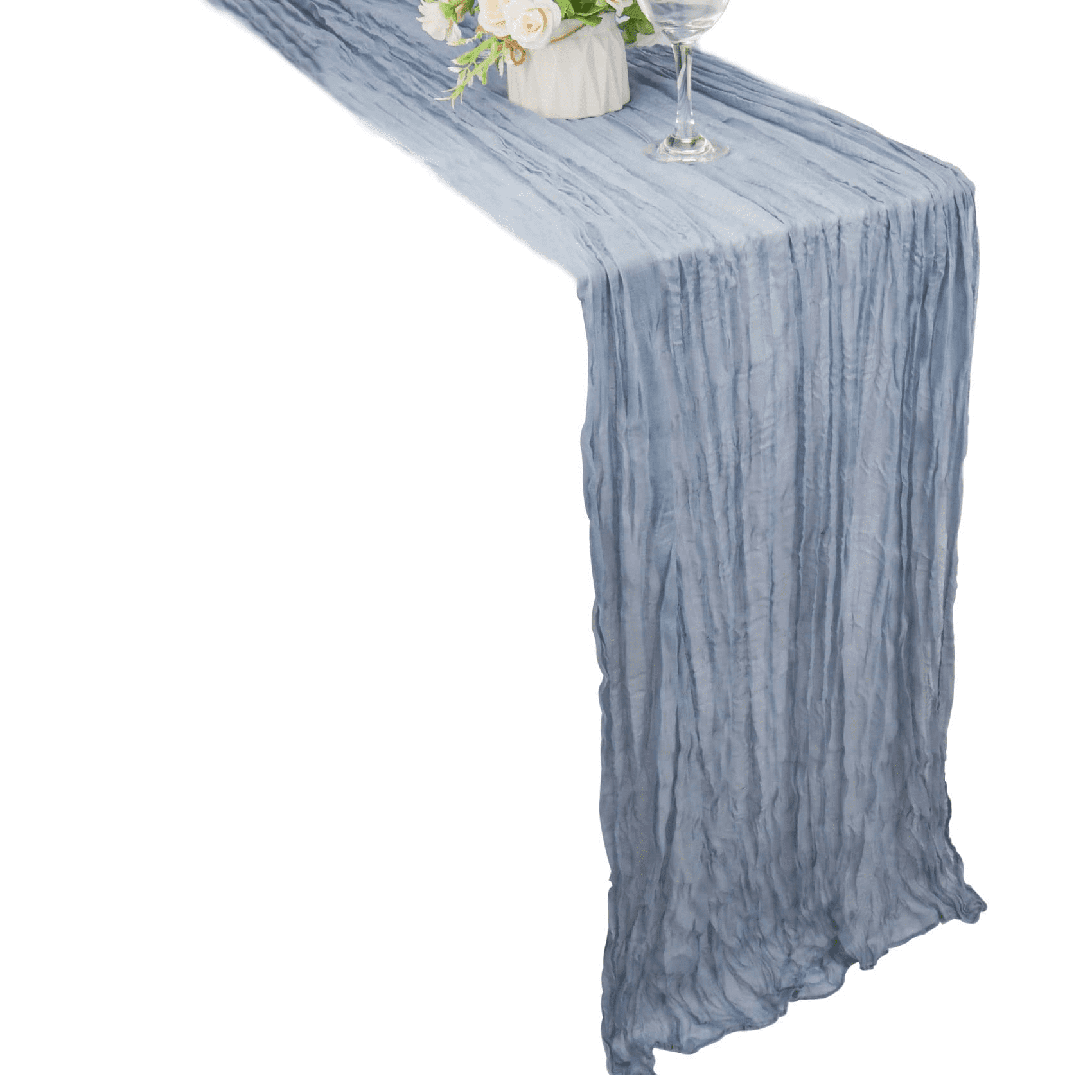 Mygeromon Dusty Blue Cheesecloth Table Runner for Party/Birthday