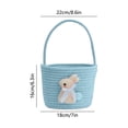 thumbnail image 2 of Blue Cotton Linen Easter Rope Storage Basket Handwoven Decorative Bin For Home Organizer Holding Eggs Toys Holiday Decor, 2 of 7