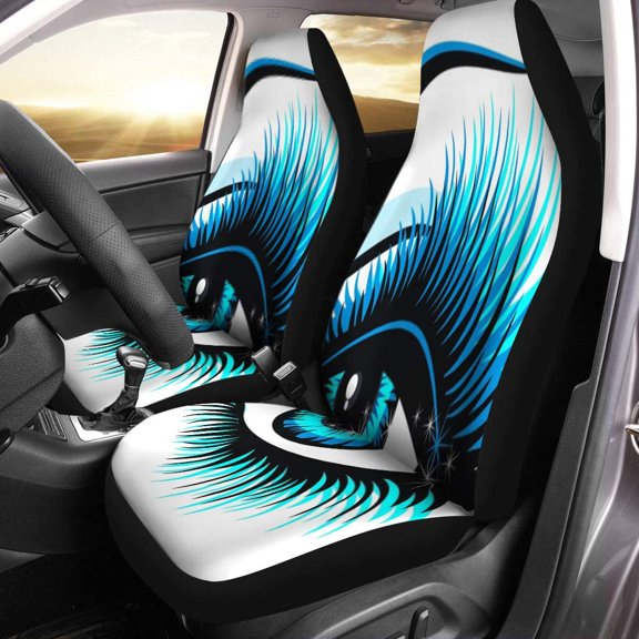 FMSHPON Set of 2 Car Seat Covers Abstract Beautiful Blue Eye Woman Beauty Cartoon Closeup Universal Auto Front Seats Protector Fits for Car,SUV Sedan,Truck