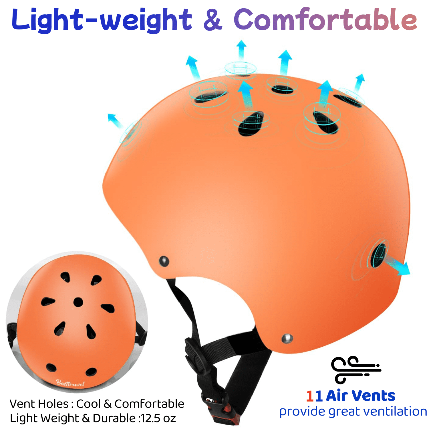Besttravel Kids Bike Helmet, Toddler Bicycles Helmets for Ages 3-8 Years Boys Girls, Multi-Sport Kids Helmet for Bicycles Skateboarding Scooter Balance, Orange