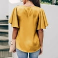 thumbnail image 4 of Summer Tops for Women V Neck Flare Short Sleeve Chiffon Shirts Solid Color Casual Lightweight Summer Tee Blouse, 4 of 9