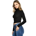 thumbnail image 2 of AMBIANCE Womens Juniors Crop Ribbed Turtleneck Top (Black, Small), 2 of 4