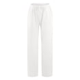 thumbnail image 3 of Wide Pants Waist Long Drawstring Casual Linen Elastic Women Leg Solid Pants Maternity Pants for Women Business Casual Womens Elastic Belted High Waist Casual Loose Long Pants with Pocket Cropped Pants, 3 of 4