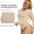 thumbnail image 3 of MISS MOLY Tummy Control Bodysuits for Women Long Sleeve Shapewear Scoop Neck Thong Body Shaper Tops, 3 of 6