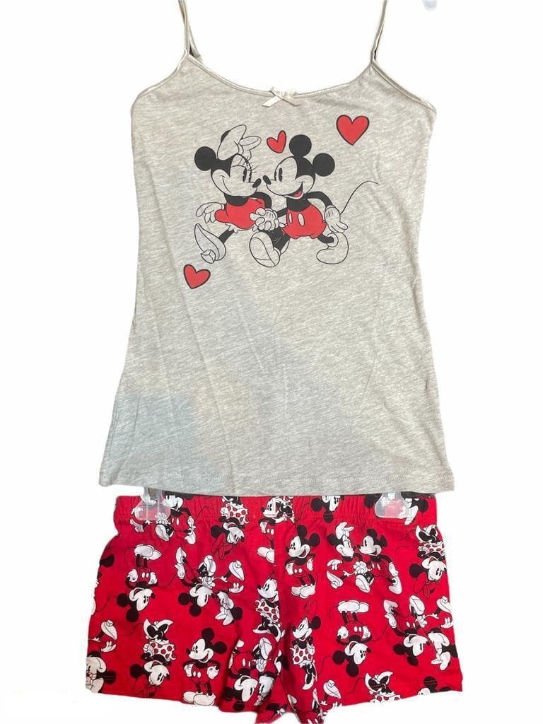 Womens Mickey and Minnie Mouse Super Minky Plush 2-Piece Pajama Set