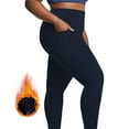 thumbnail image 4 of ManxiVoo Plus Size Thermal Fleece Lined High Waist Leggings with Convenient Pockets for Winter Workouts and Yoga Practice XXXXXL Size Navy, 4 of 7