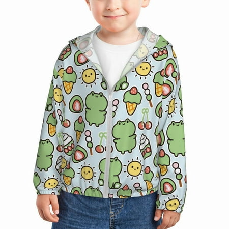 

Goofa Frog With Sweet Printed Kids Zip-Up Hoodie Girls Boys UPF50+ Sun Protection Jacket Hooded Cooling Shirt-2 Years