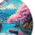 thumbnail image 4 of Designart "Cherry Blossom by the Lake II" Landscape Lake Metal Round Art Print, 4 of 5