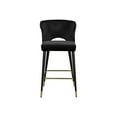 thumbnail image 4 of Homestock Art Nouveau Allure Contemporary Velvet Upholstered Counter Height Stool with Gold Tipped, Black Metal Legs, 22" W x 19" D x 38.5" H, Set of 2-Color:Pink, 4 of 10