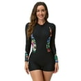 thumbnail image 6 of IDOPIP Women One Piece Rash Guard Surf Suit Swimsuit UPF 50+ Surfing Swimwear M Black Print, 6 of 8