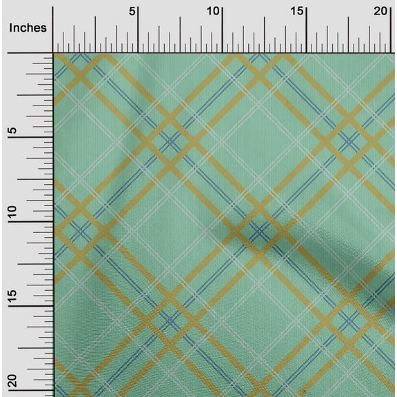 oneOone Organic Cotton Voile Fabric Tartan Check Printed Craft Fabric BTY 42 Inch Wide